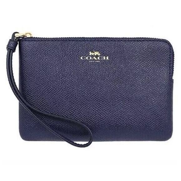 Coach F54626 Crossgrain Leather CornerZip Wristlet Midnight NWOT MSRP $88 - Picture 3 of 8